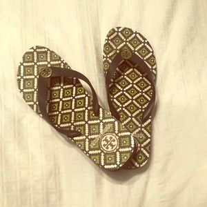 Tory Burch wedge flip flops. Size 9.